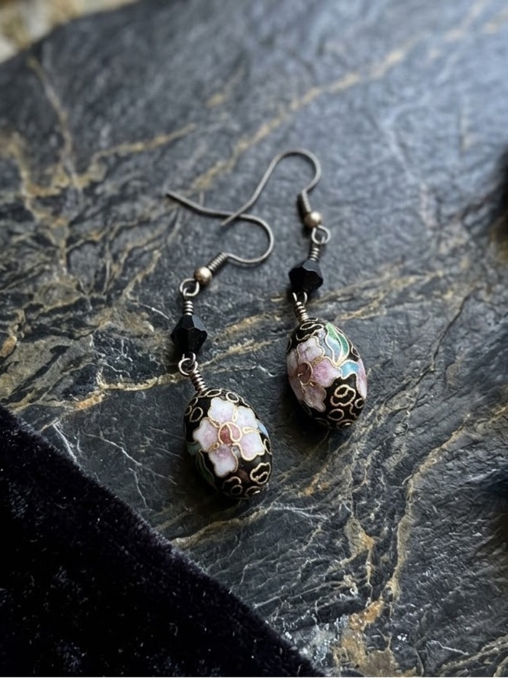 Black Cloisonné Earrings